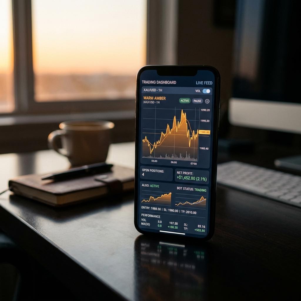Tableau de bord de la plateforme de trading crypto IA Finance Profit Bot sur mobile